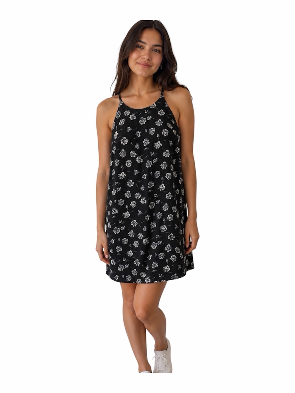Women’s Ripe Flowered Black/Blue Strappy Flowered Dress XS.